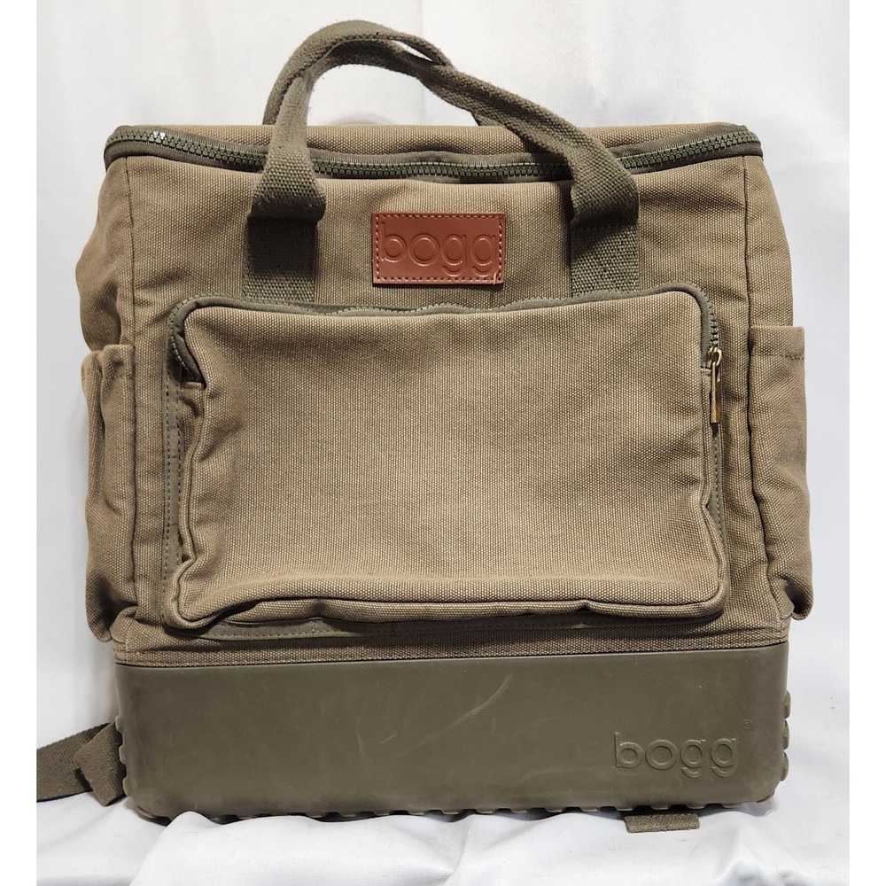 Bogg Bag Canvas Backpack Cooler Olive Green Waterproof Rubber Base Utility Bag
